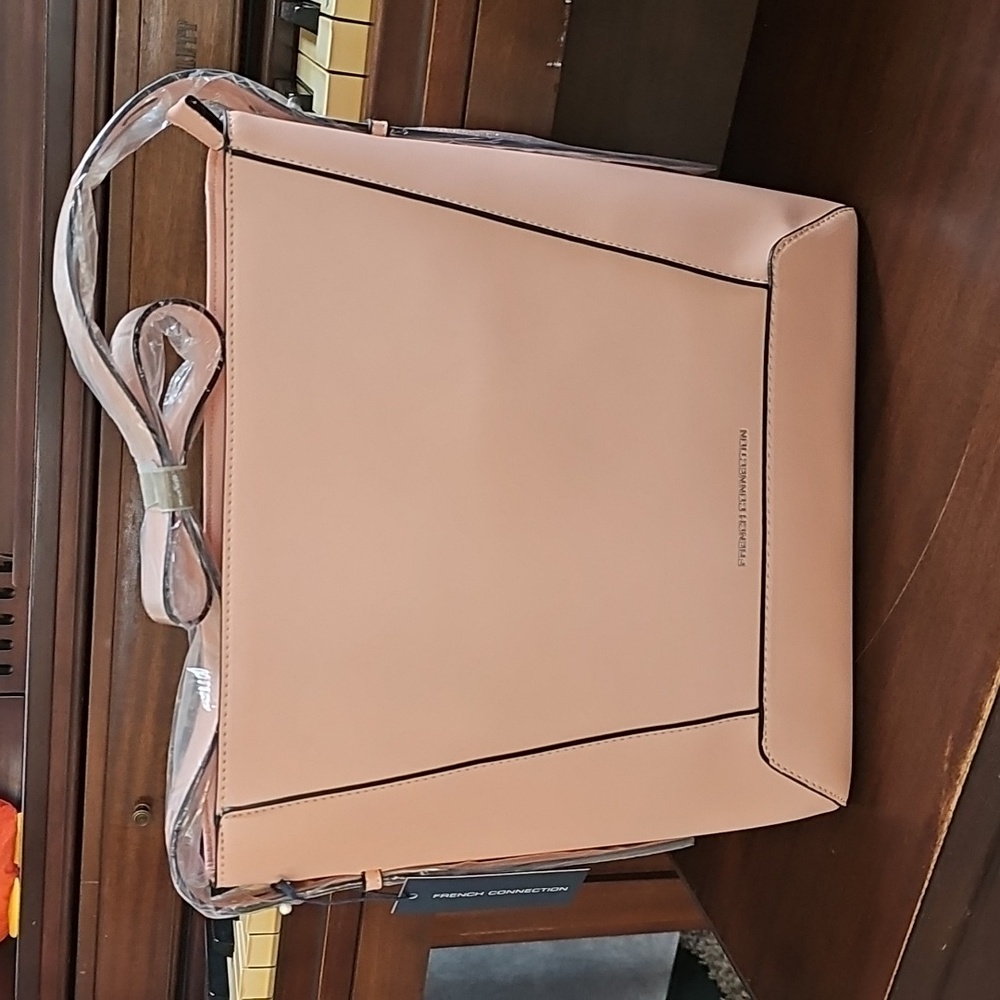 NWT French Connection Tote Olympia Bucket Shoulder Bag Mellow Peach Large Purse - Picture 2 of 10